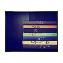 Designart 'Do What Is Right Not What Is Easy On Books' Traditional Framed Canvas Wall Art Print