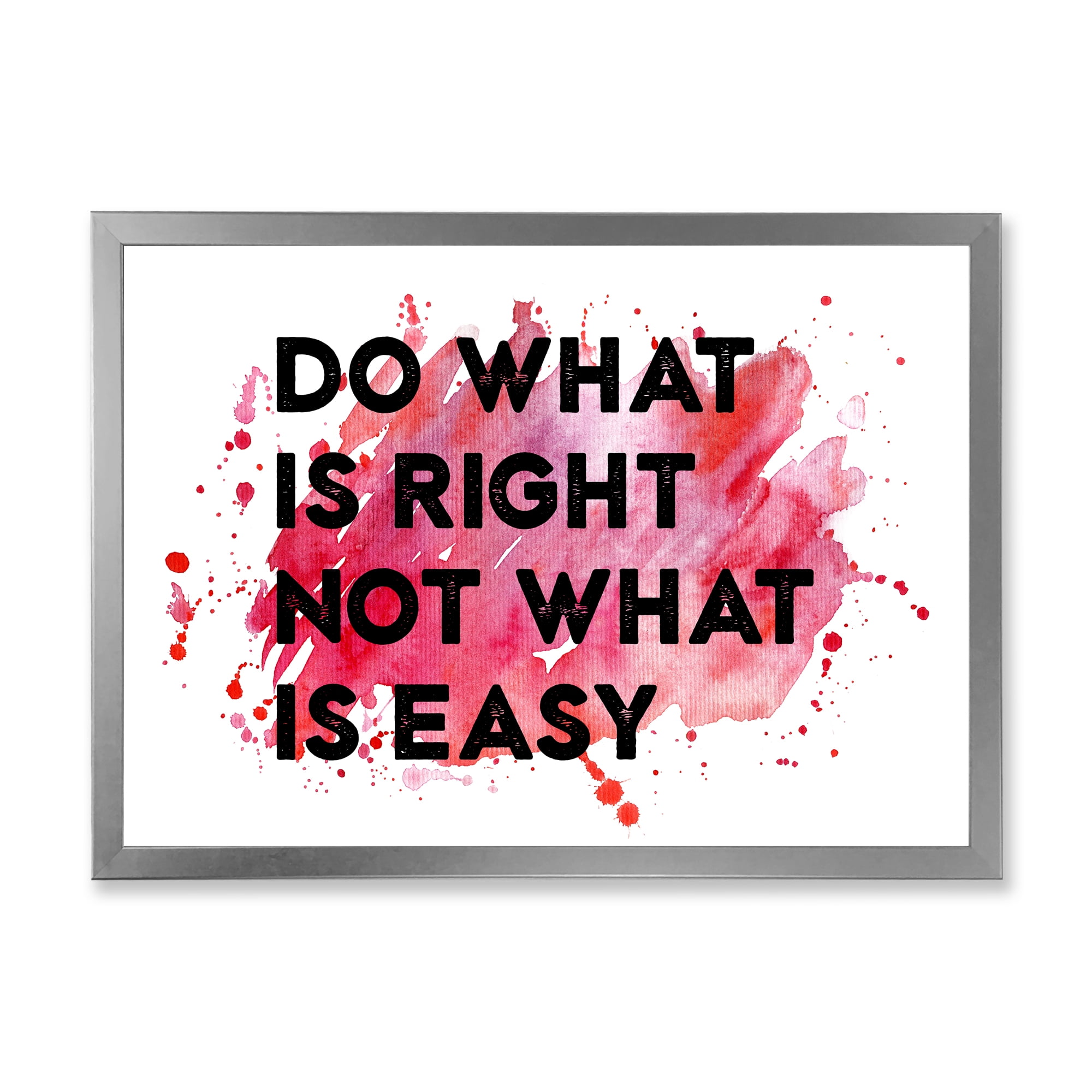 Designart 'Do What Is Right Not What Is Easy On Red Background' Traditional Framed Art Print