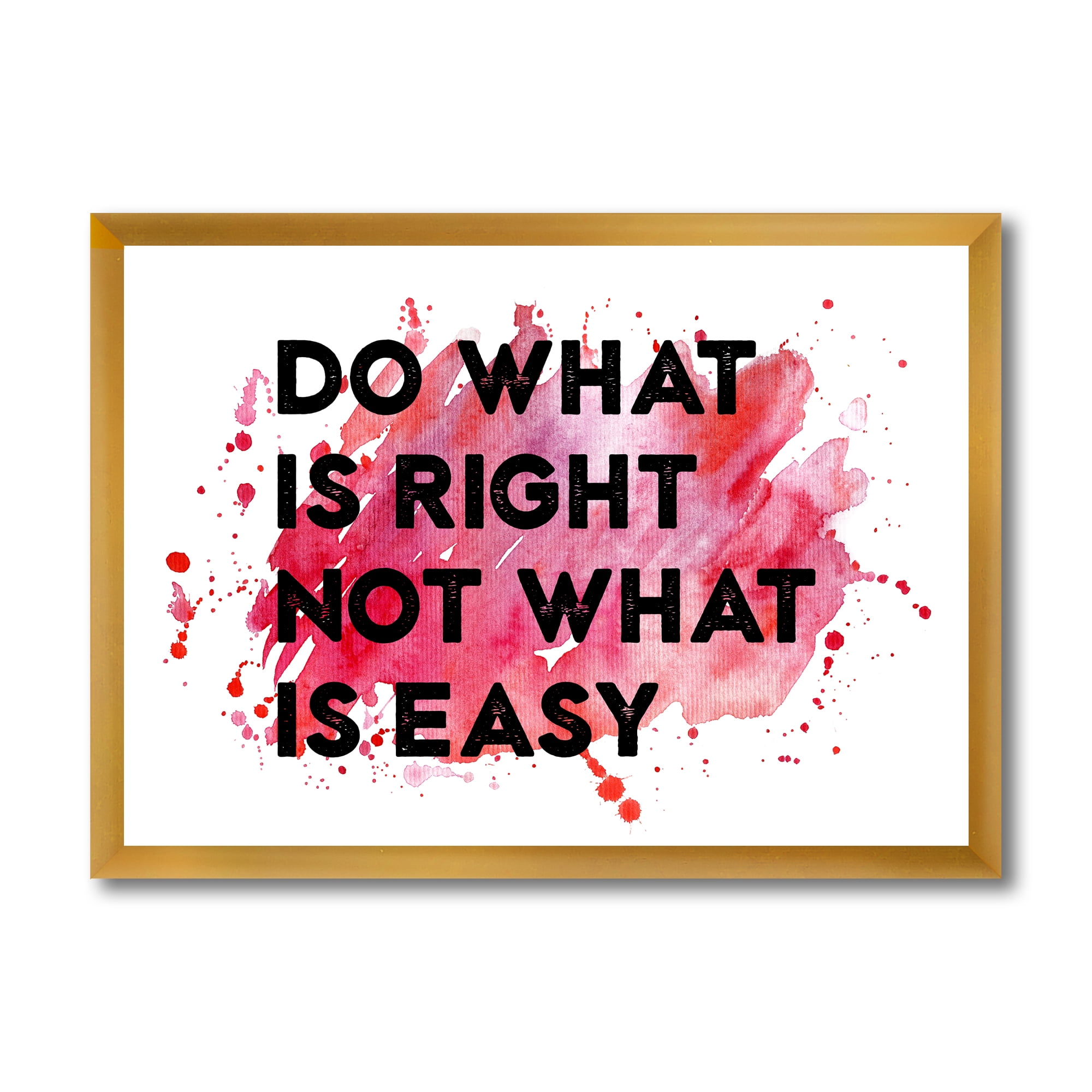 Designart 'Do What Is Right Not What Is Easy On Red Background' Traditional Framed Art Print