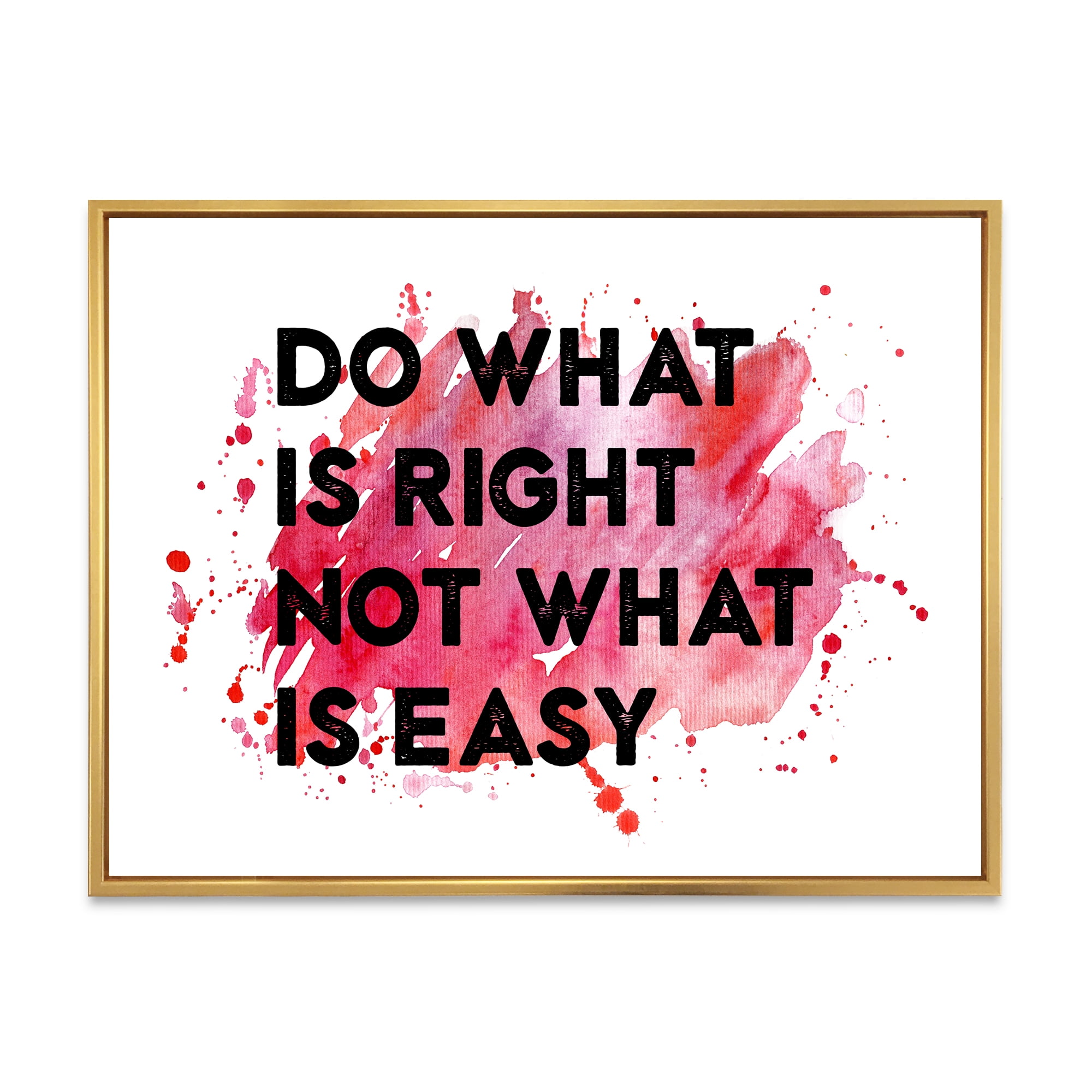 Designart 'Do What Is Right Not What Is Easy On Red Background' Traditional Framed Canvas Wall Art Print
