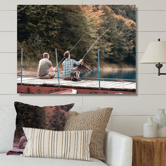 Designart "Dockside Fishing Photograph" Hunting & Fishing Canvas Wall Art
