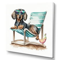 Designart Dog Laying On Chair At The Beach I Canvas Wall Art