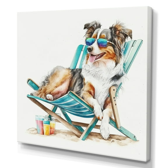 Designart Dog On The Beach I Canvas Wall Art