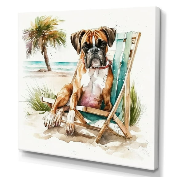 Designart Dog On The Beach V Canvas Wall Art