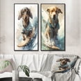 thumbnail image 1 of Designart "Dog Riding the Waves Like a Pro I" Dog Framed Wall Art Set Of 2 - Brown Animals Frame Gallery Set For Office Decor, 1 of 7