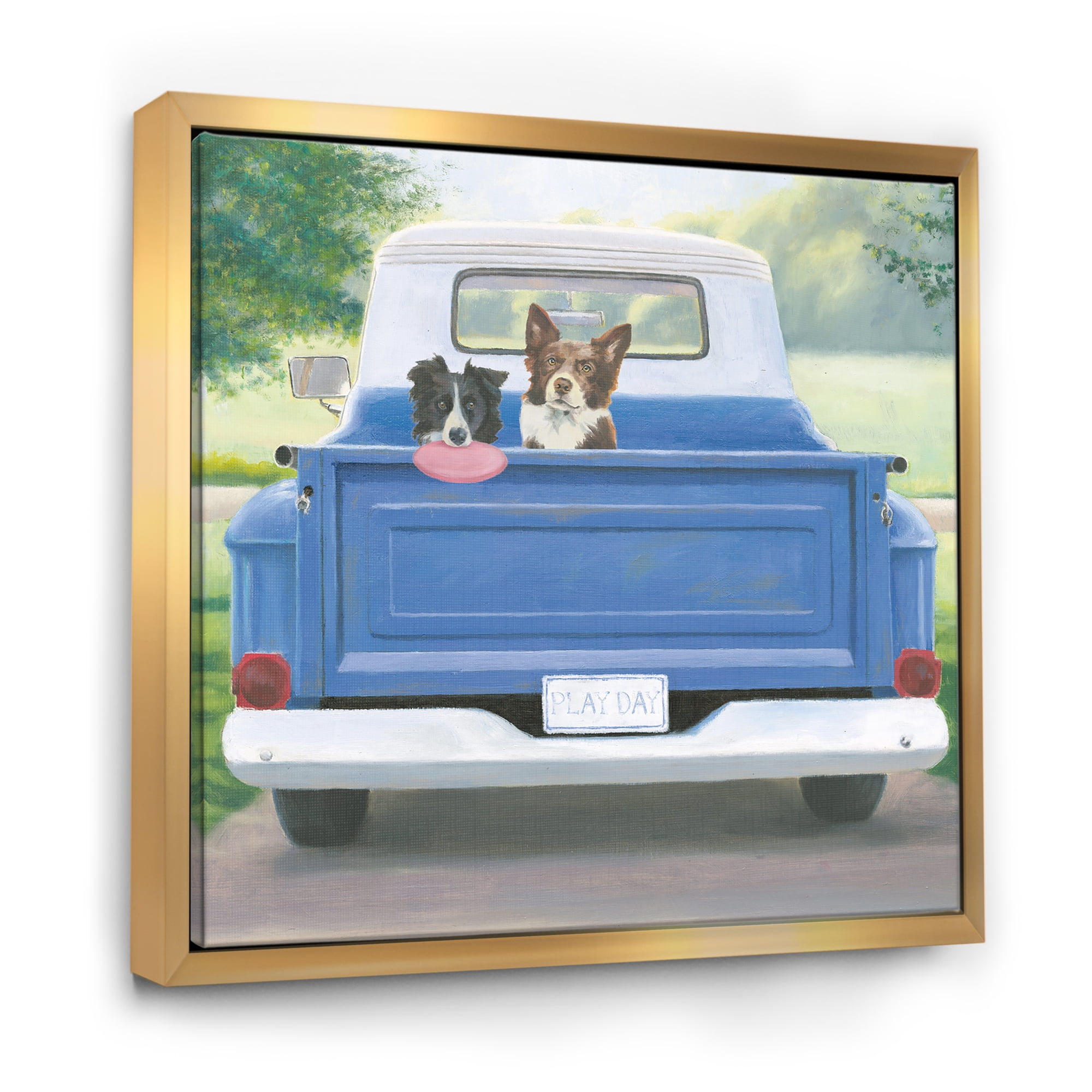 Designart ' Dogs Play Day ' Traditional Framed Canvas