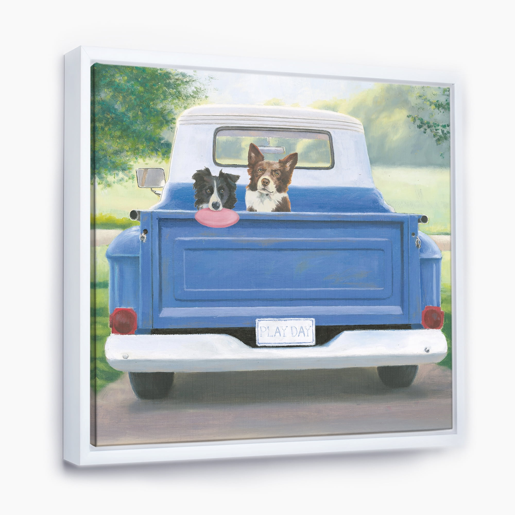 Designart ' Dogs Play Day ' Traditional Framed Canvas