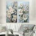 thumbnail image 1 of Designart "Dogwood Field Pointillism composition V" Dogwood Wall Art Set Of 2 - White Floral Canvas Set For Living Room Decor, 1 of 7