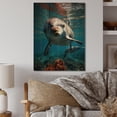thumbnail image 1 of Designart "Dolphin peaceful Swim I" Animals Print on Natural Pine Wood, 1 of 5