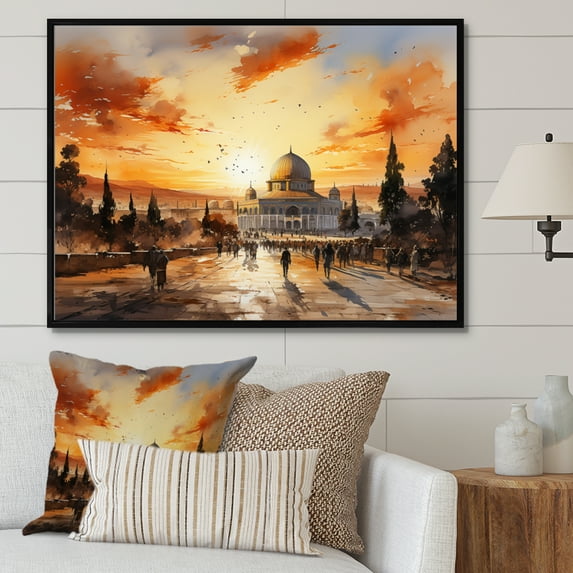 Designart "Dome Of Islam Art wall art II" Islamic Floater Framed Wall Decor