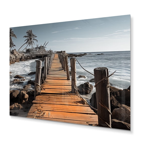Designart "Dominican Deserted Simplicity Pier II" Nautical & Beach Metal Art Print