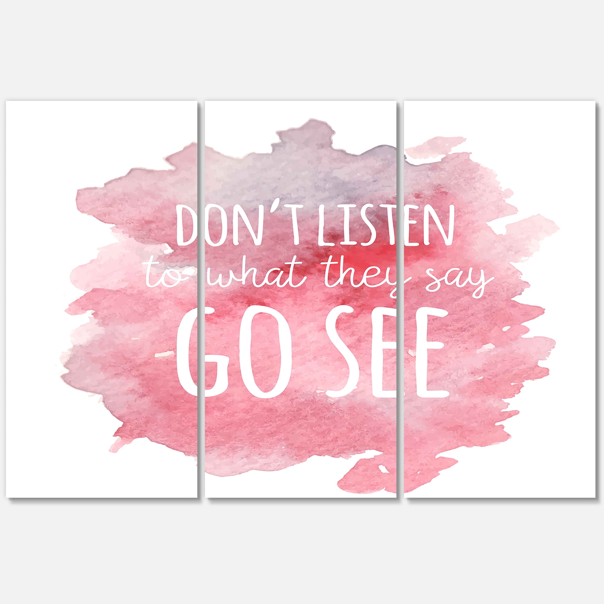 Designart ' Don't Listen To What They Say Go See On Pink Background ' Traditional Canvas Wall Art Print