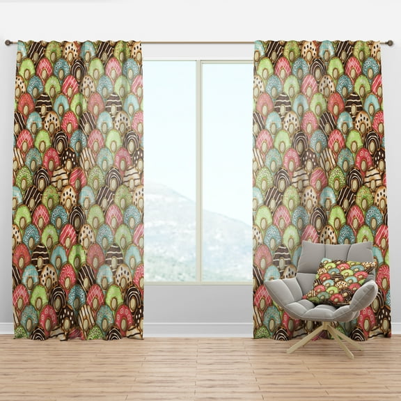 Designart 'Donuts Collage Pattern' Modern Curtain Panel