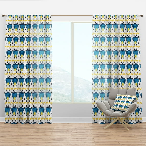 Designart 'Doodle Monkey Collage Pattern' Tropical Curtain Panel