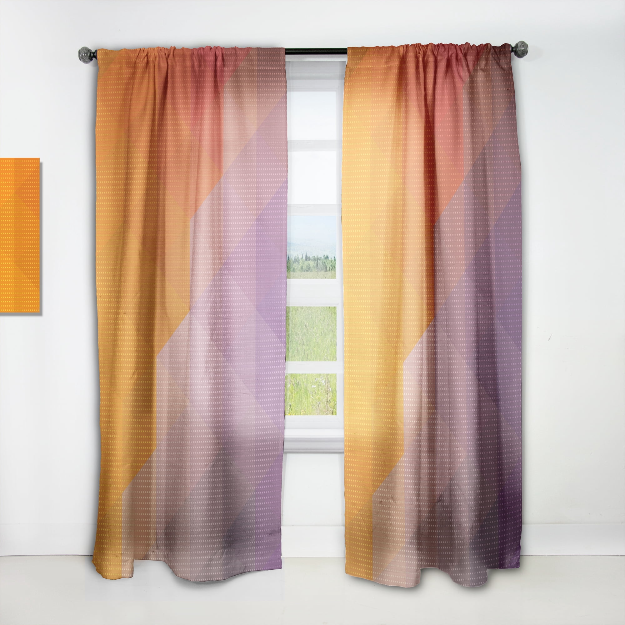 Designart 'Dotted Geometry Orange to Purple I' Modern & Contemporary Curtain Panel