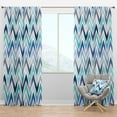 thumbnail image 1 of Designart 'Dotted Retro Blue Wave Pattern' Mid-Century Modern Blackout Curtain Panel, 1 of 4