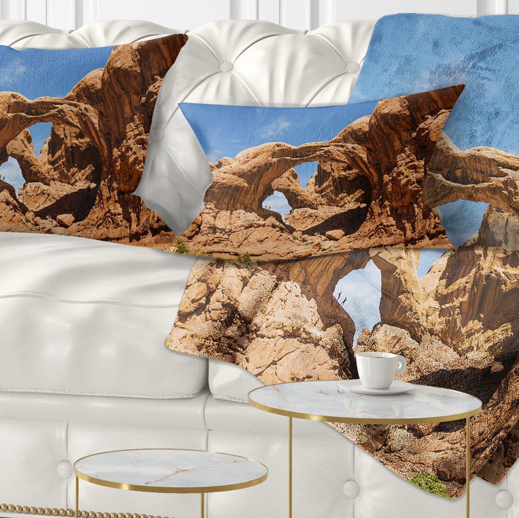 Designart Double Arch in Arches National Park - Landscape Photography Throw Pillow - 12x20