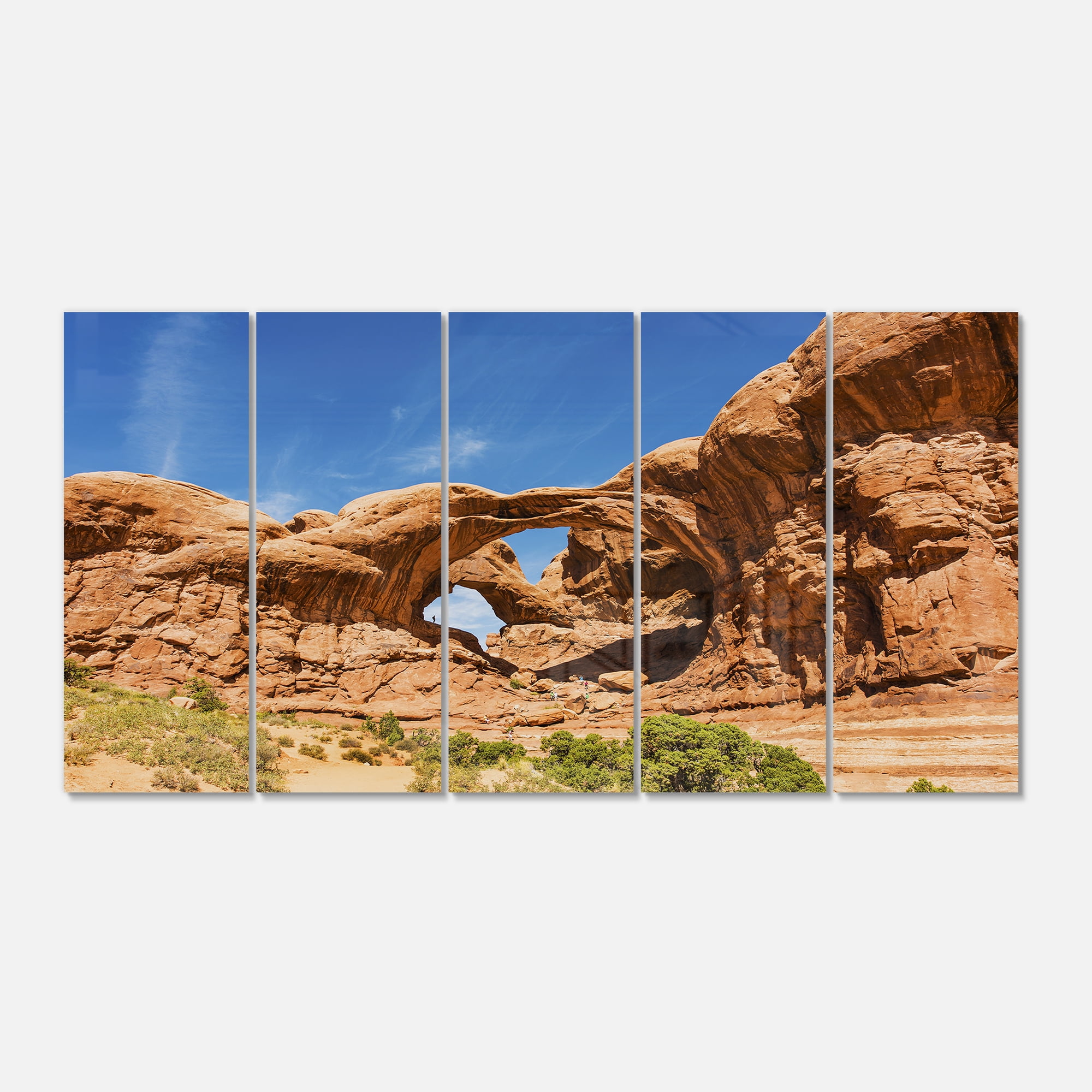 Designart 'Double Arch in Arches National Park ' Multipanel Landscape Photography Metal Wall Art
