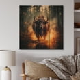 thumbnail image 1 of Designart "Double Exposure Buffalo Orange Wilderness II" Landscapes Print on Natural Pine Wood, 1 of 5