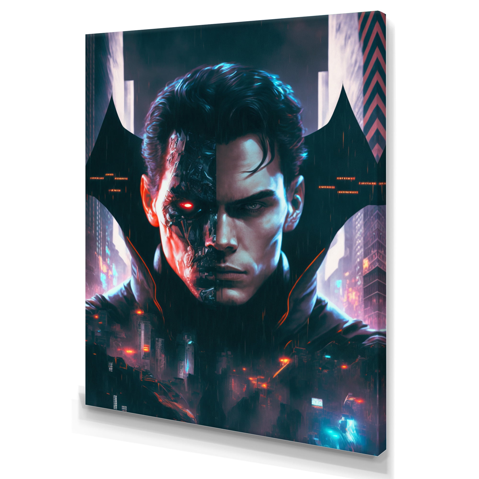 Designart Double Exposure Man Portrait Sci-Fi III Canvas Wall Art