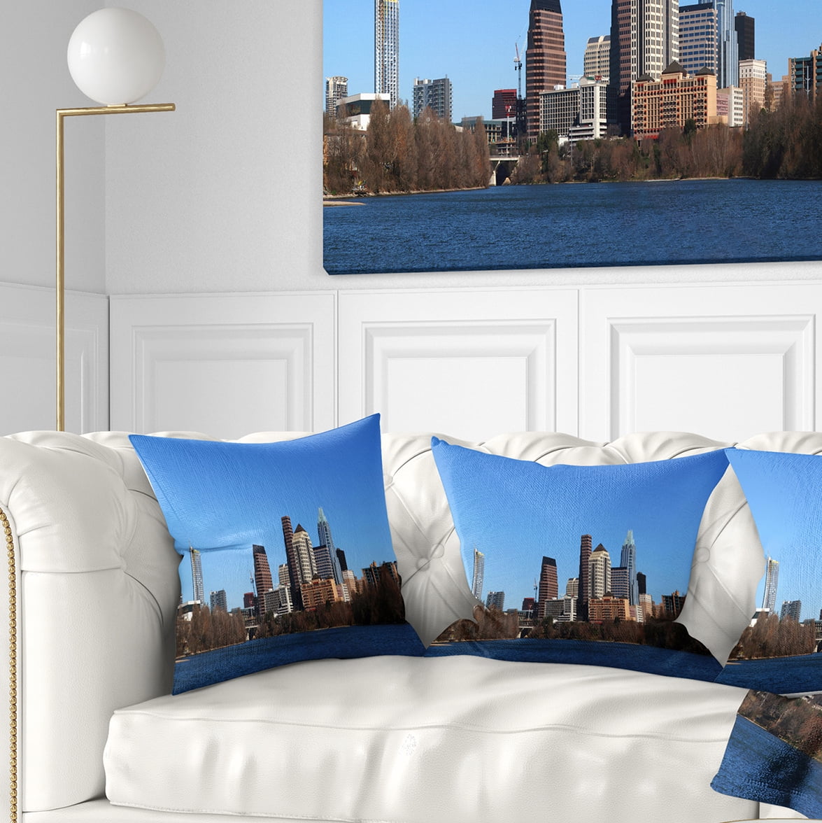 Designart Downtown Texas - Cityscape Photography Throw Pillow - 16x16
