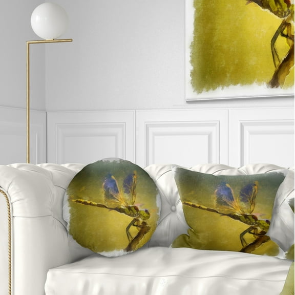 Designart Dragon Fly Watercolor Illustration - Animal Throw Pillow - 12x20