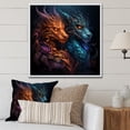 thumbnail image 1 of Designart "Dragon's Lair with Fire Breathing I" Abstract Framed Wall Art - Green Dragons Entryway Framed Wall Art Print, 1 of 6