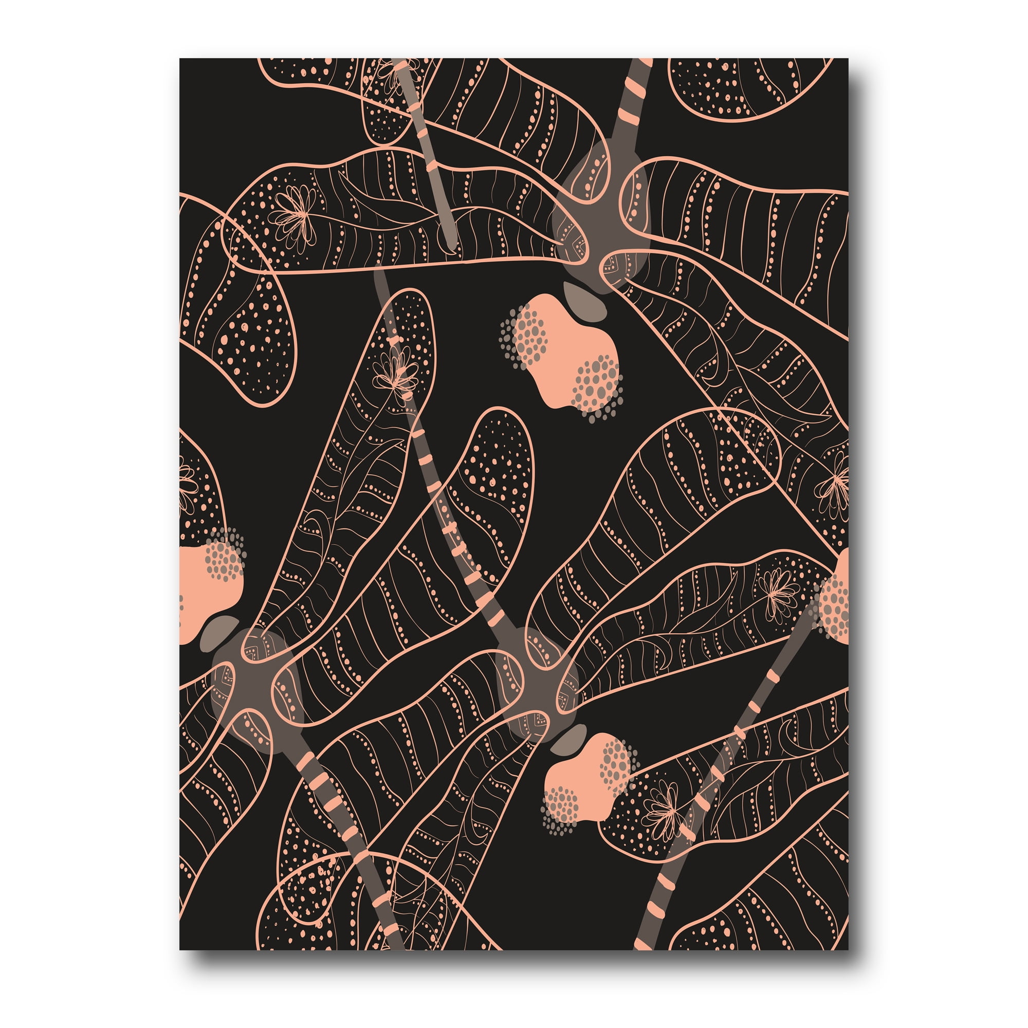 Designart ' Dragonflies With Folk Art Seamless Pattern ' Bohemian & Eclectic Canvas Wall Art Print