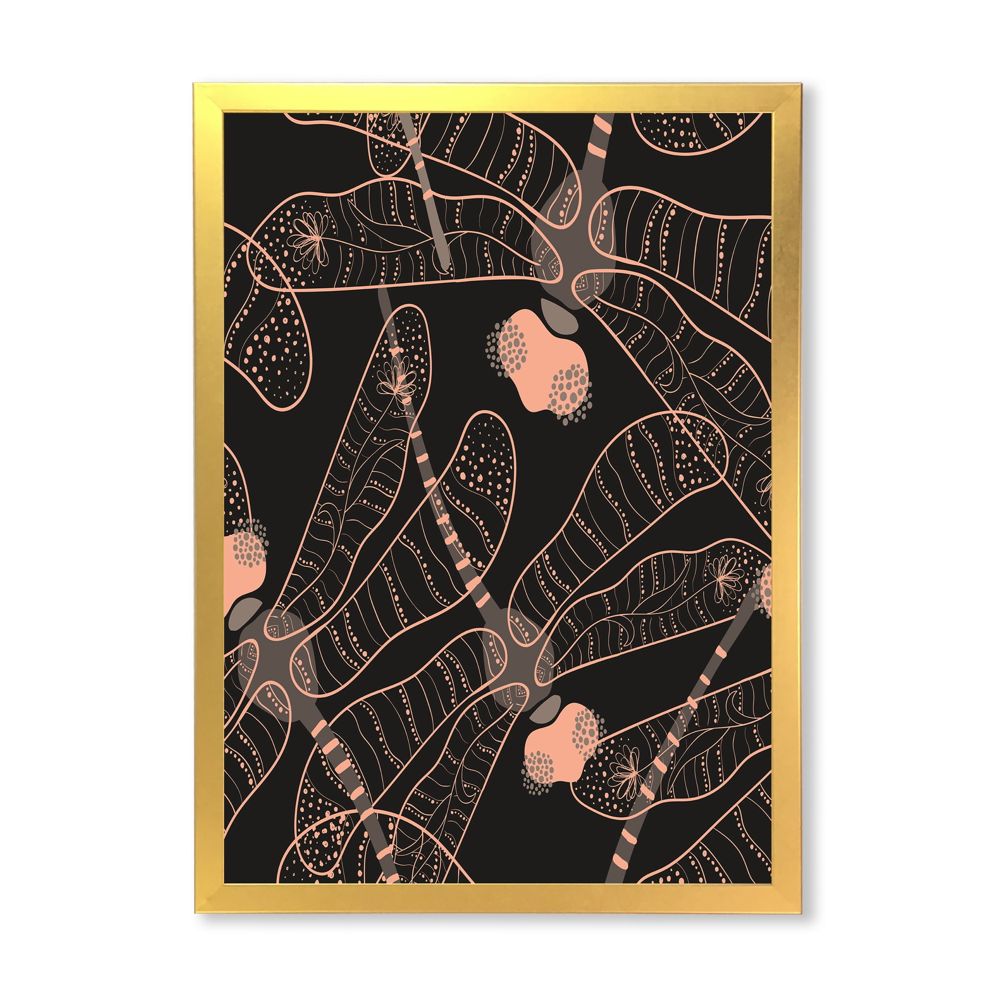 Designart 'Dragonflies With Folk Art Seamless Pattern' Bohemian & Eclectic Framed Art Print