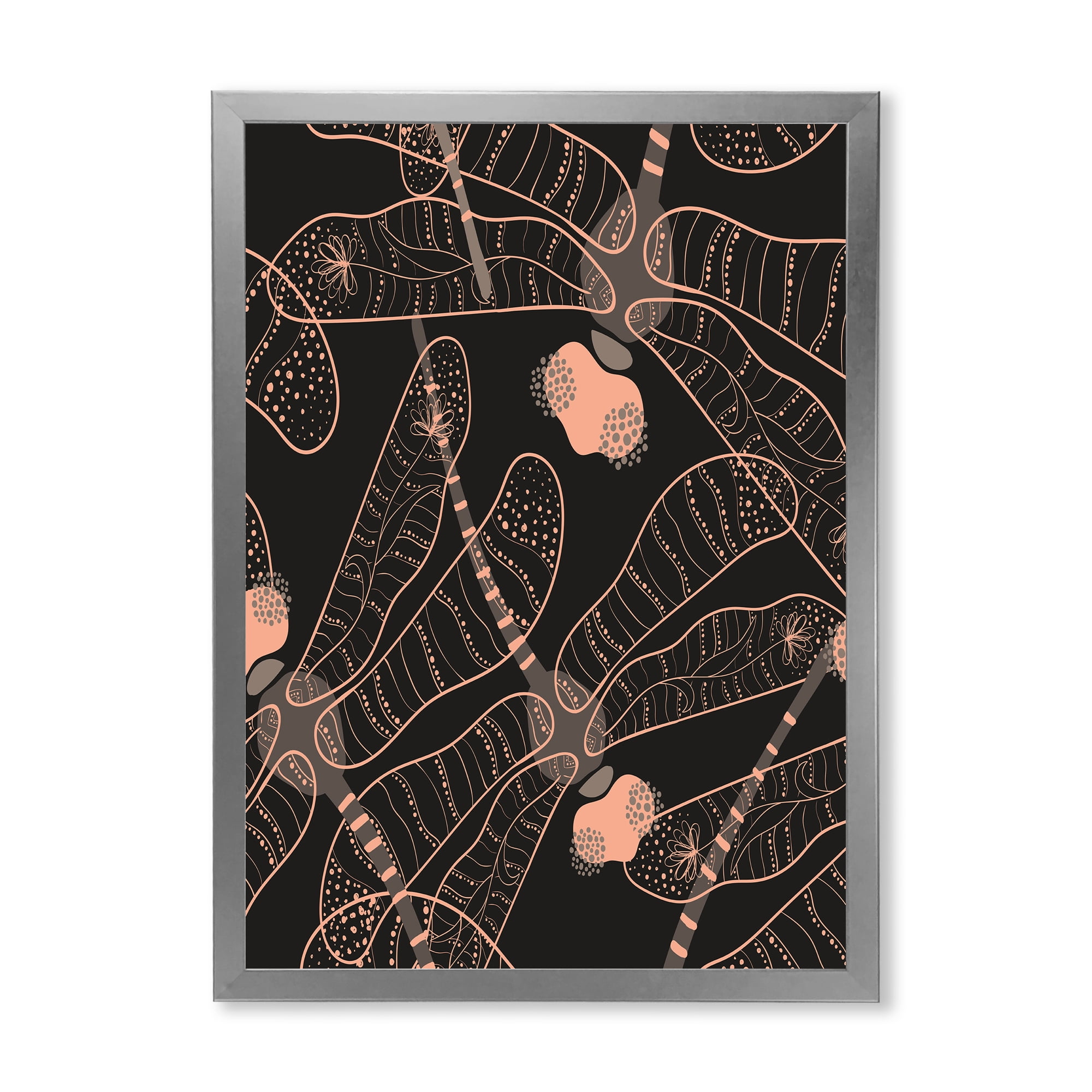 Designart 'Dragonflies With Folk Art Seamless Pattern' Bohemian & Eclectic Framed Art Print