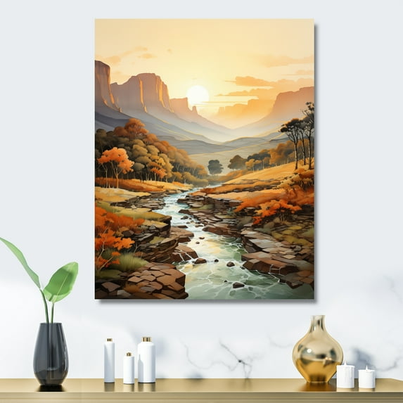 Designart "Drakensberg s Minimalist Landscape II" Africa Metal Art Print