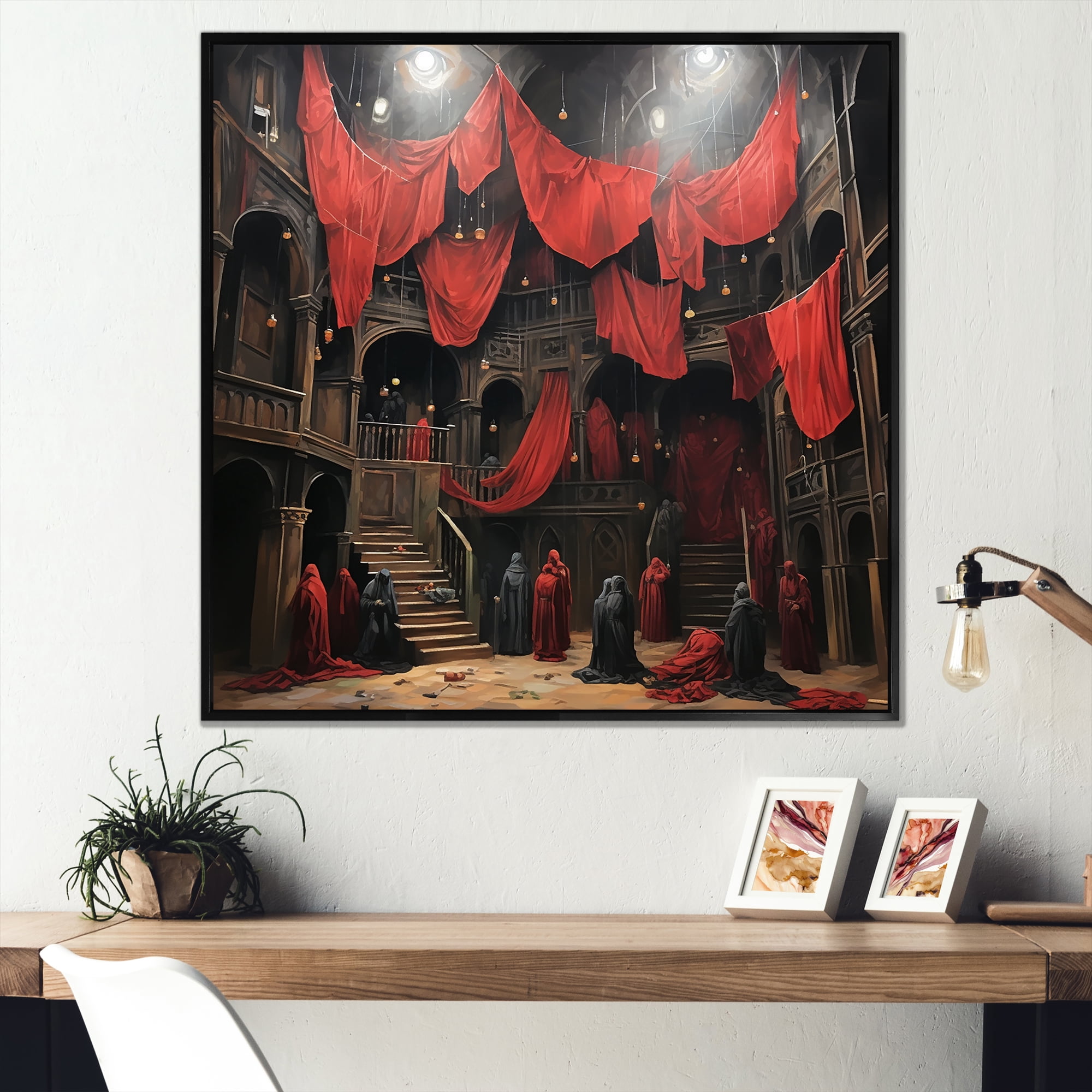 Designart "Drama of Red and Black Expressionist Theater" Fashion Framed ...