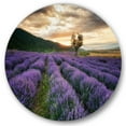 thumbnail image 1 of Designart 'Dramatic Clouds and Sunrise Over Lavender Field VII' Farmhouse Circle Metal Wall Art 36x36 - Disc of 36, 1 of 5