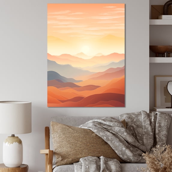 Designart "Dramatic Mountain Sunset View II" Sunrisesunset Wall Art Prints
