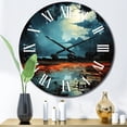 thumbnail image 1 of Designart "Dramatic Nights with Lightning VII" Landscapes Oversized Wall Clock, 1 of 5