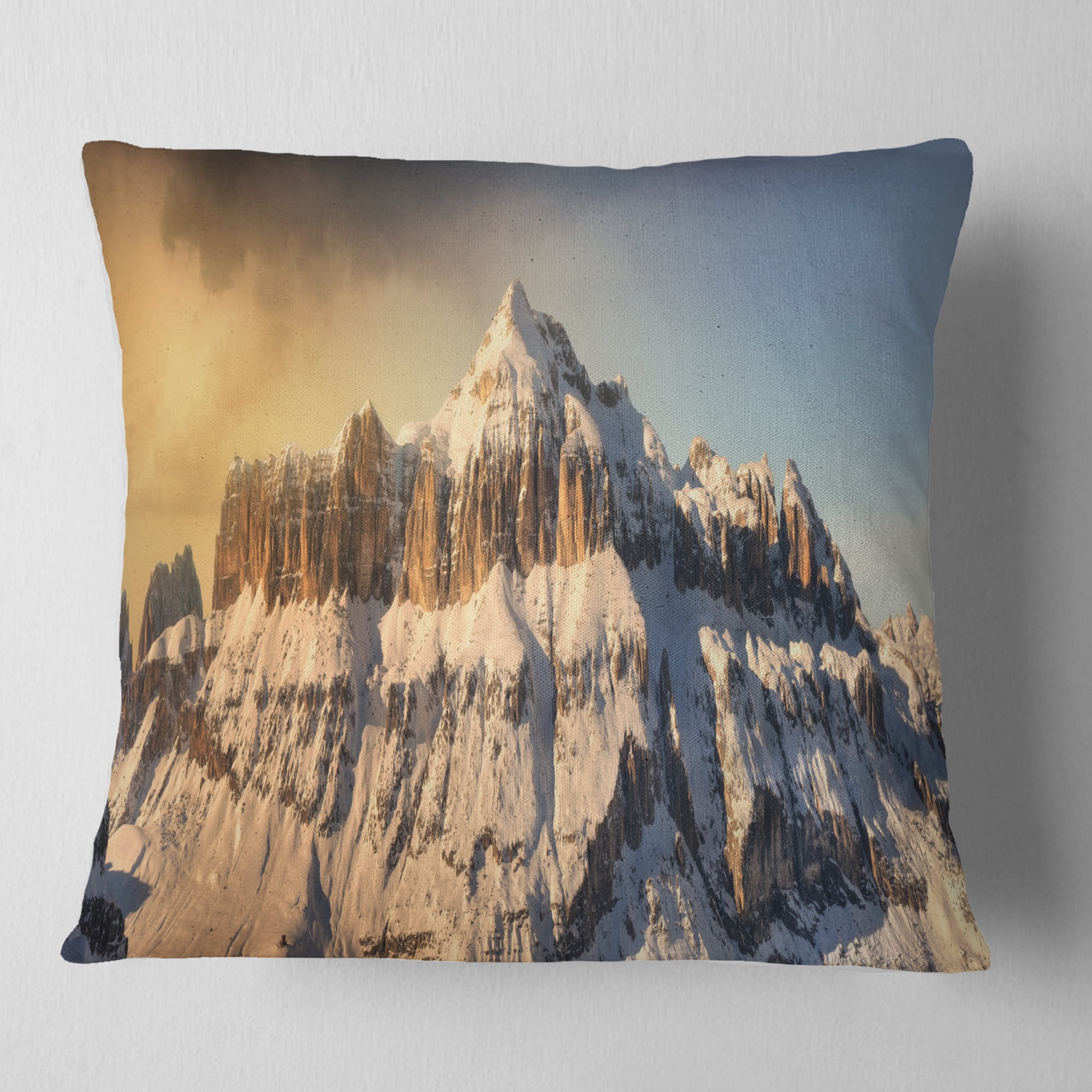 Designart Dramatic Overcast Sky over Alps - Landscape Printed Throw Pillow - 18x18