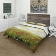 thumbnail image 1 of Designart 'Dramatic Sky Over Poppy Field' Rustic Duvet Cover Set, 1 of 4