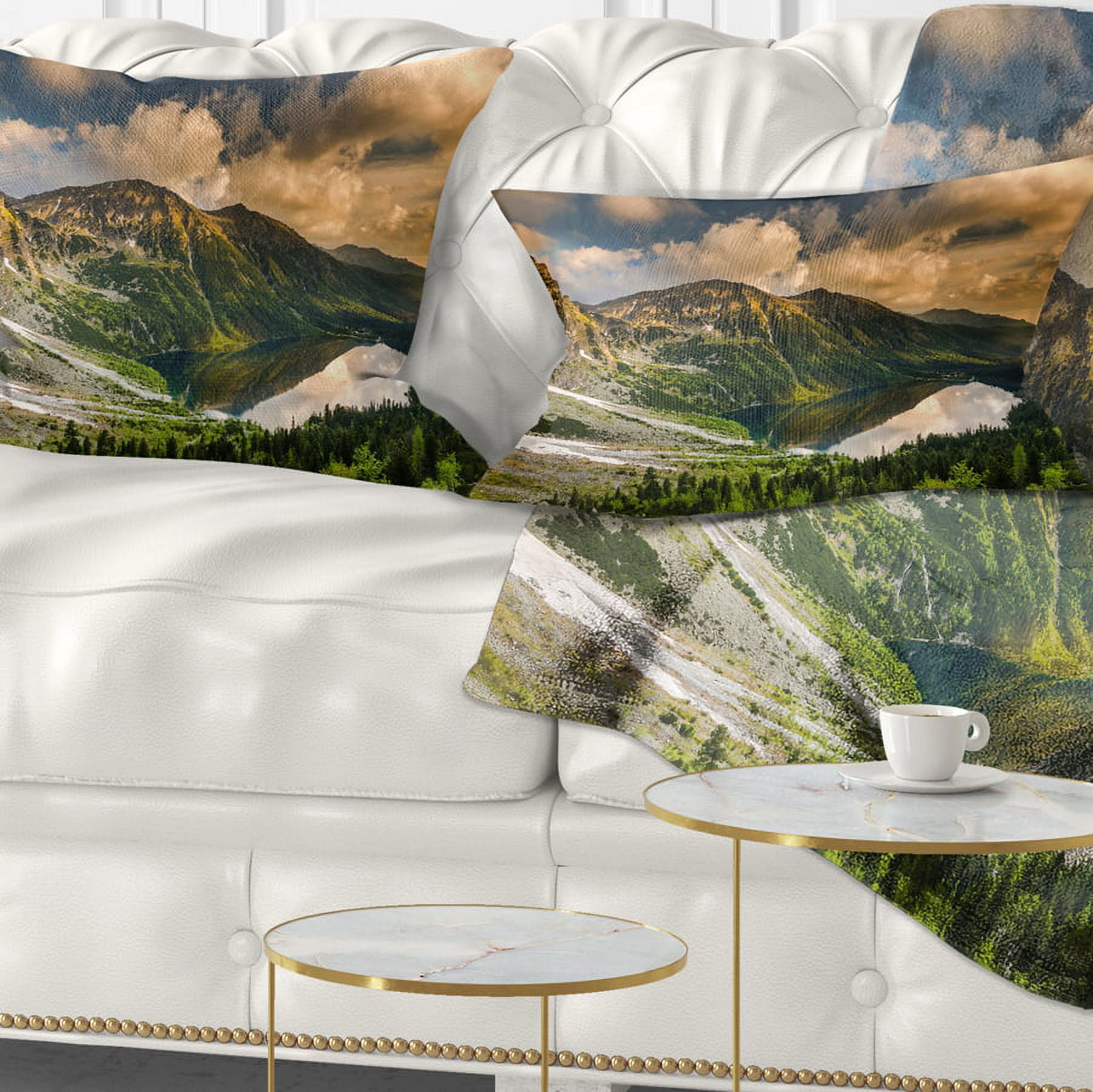 Designart Dramatic Sky over Alpine Lake - Landscape Printed Throw Pillow - 12x20