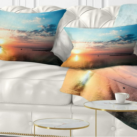 Designart Dramatic Sunset Cloudy Sky - Oversized Beach Throw Pillow - 12x20
