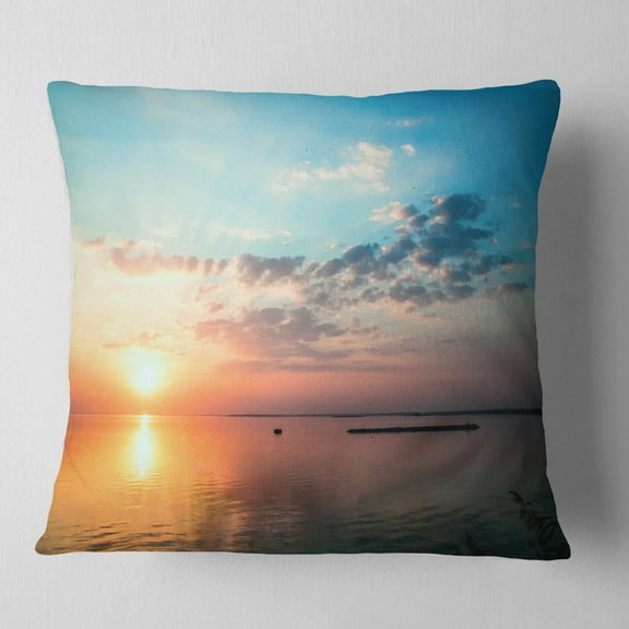 Designart Dramatic Sunset Cloudy Sky - Oversized Beach Throw Pillow - 16x16