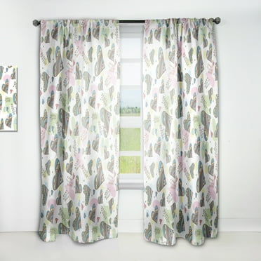 Designart 'Drawing Doodle Hearts Pattern' Modern & Contemporary Curtain Panel