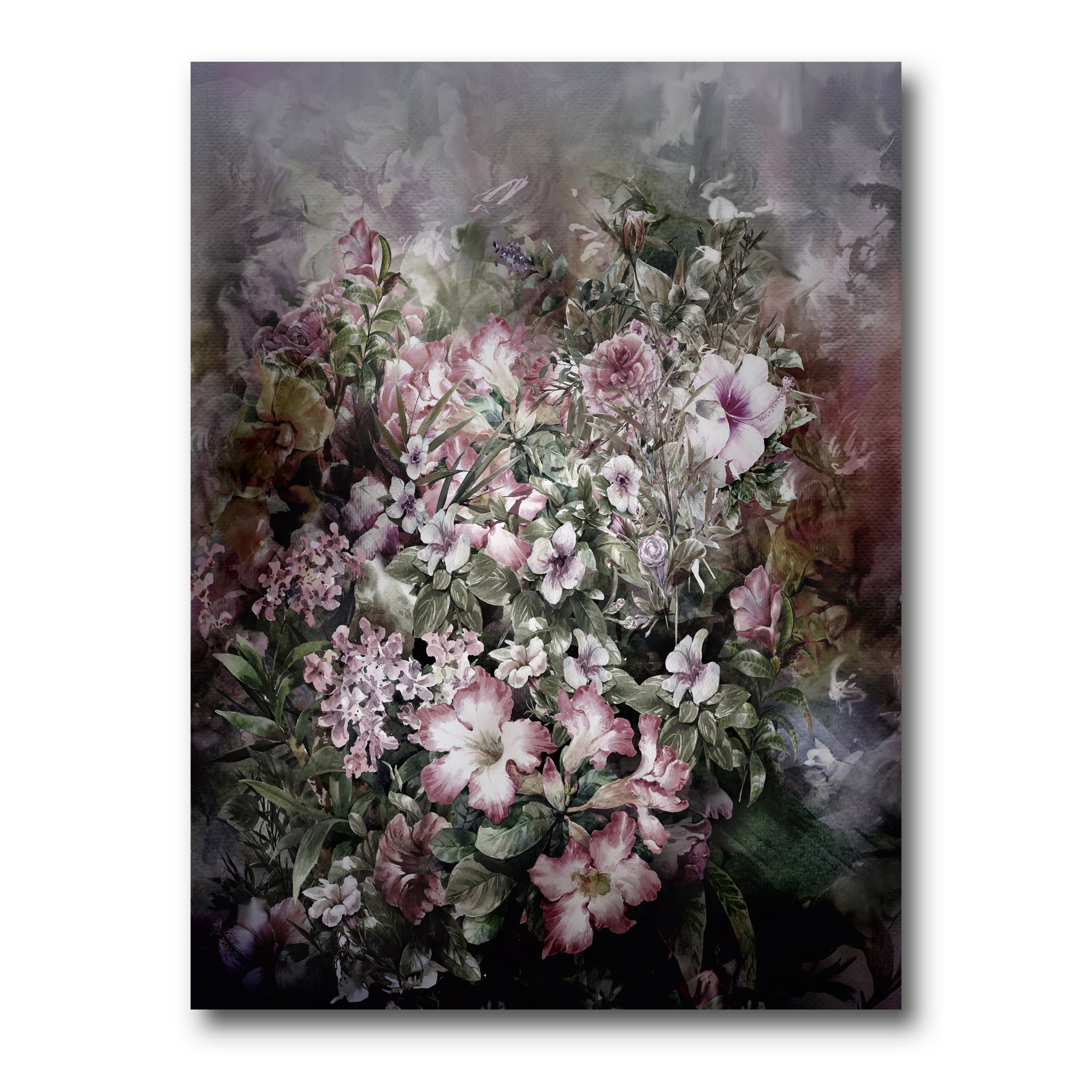 Designart ' Drawing of Flowers Retro IV ' Vintage Canvas Wall Art Print