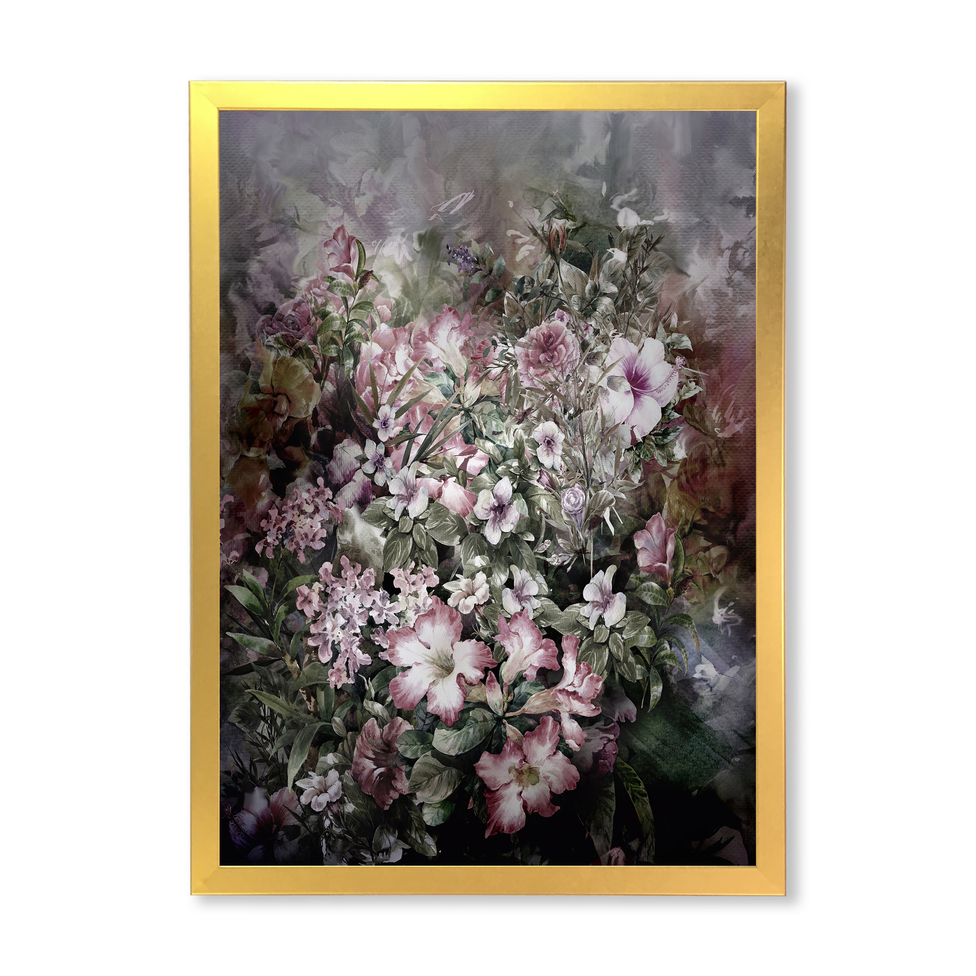 Designart 'Drawing of Flowers Retro IV' Vintage Framed Art Print