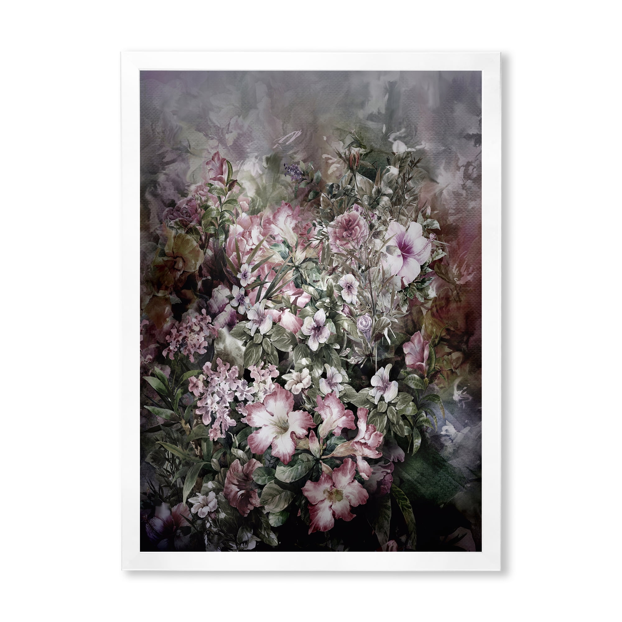 Designart 'Drawing of Flowers Retro IV' Vintage Framed Art Print