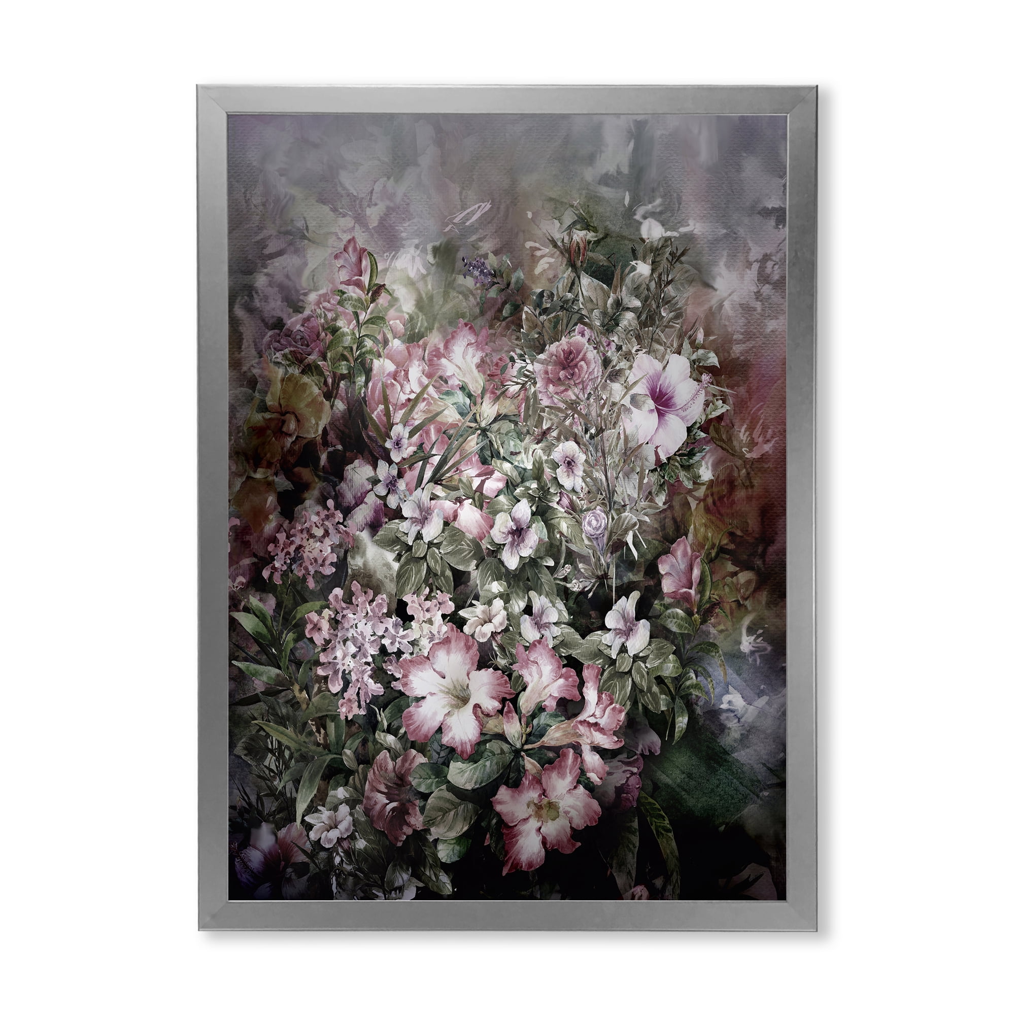 Designart 'Drawing of Flowers Retro IV' Vintage Framed Art Print