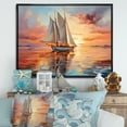 thumbnail image 1 of Designart "Dreaming Along the Coastal Sailboat I" Sailing Boat Floater Framed Wall Decor, 1 of 7