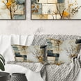 thumbnail image 1 of Designart "Dreaming Amidst Cubic Gray Botanicals" Patchwork Printed Throw Pillow, 1 of 6