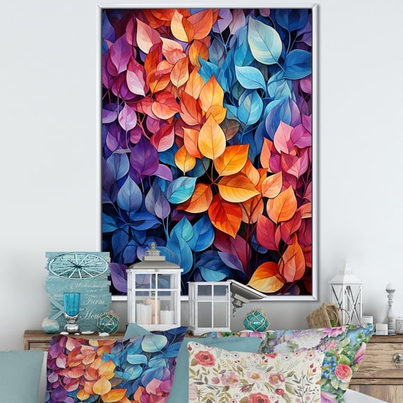 Designart "Dreaming Among Colorful Leaves" Leaves Floater Framed Canvas Prints