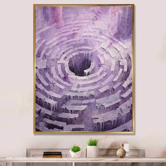 Designart "Dreaming In A Lyrical Purple Dream" Abstract Spirals Floater Framed Wall Art Prints