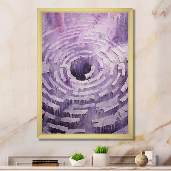 Designart "Dreaming In A Lyrical Purple Dream" Abstract Spirals Picture Framed Wall Art Prints